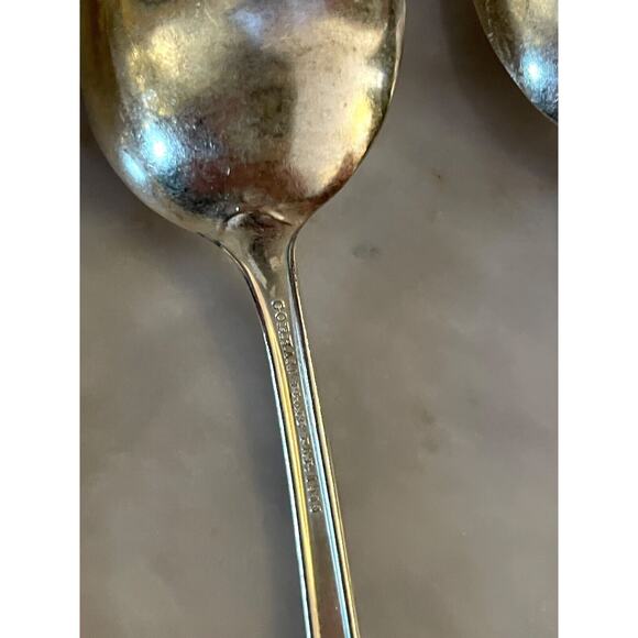 1930s Gorham Lady Caroline Silverplate 6 Teaspoon + 1 Soup Spoon Set Vintage - Picture 8 of 9